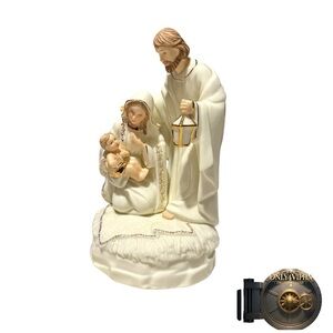 Rare Vintage Roman Inc Nativity Musical Figurine | 24K Gold Accent | Holy Family